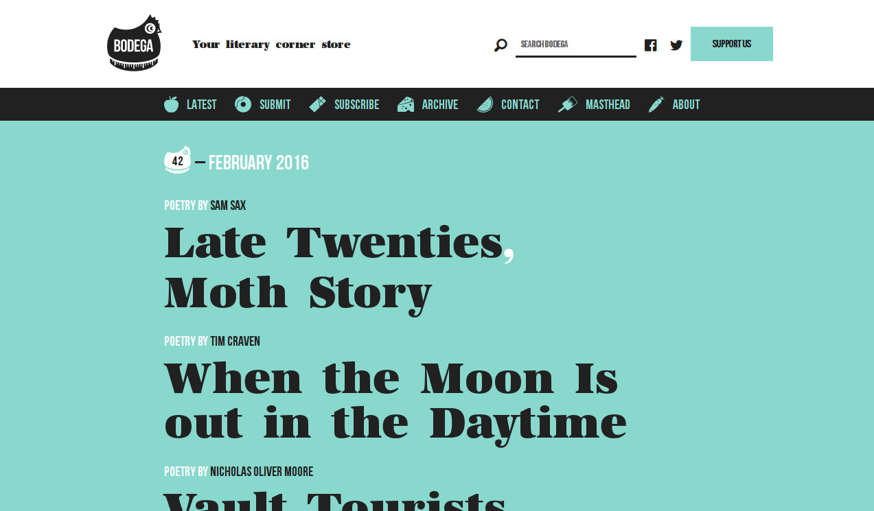 Bodega Magazine homepage screenshot